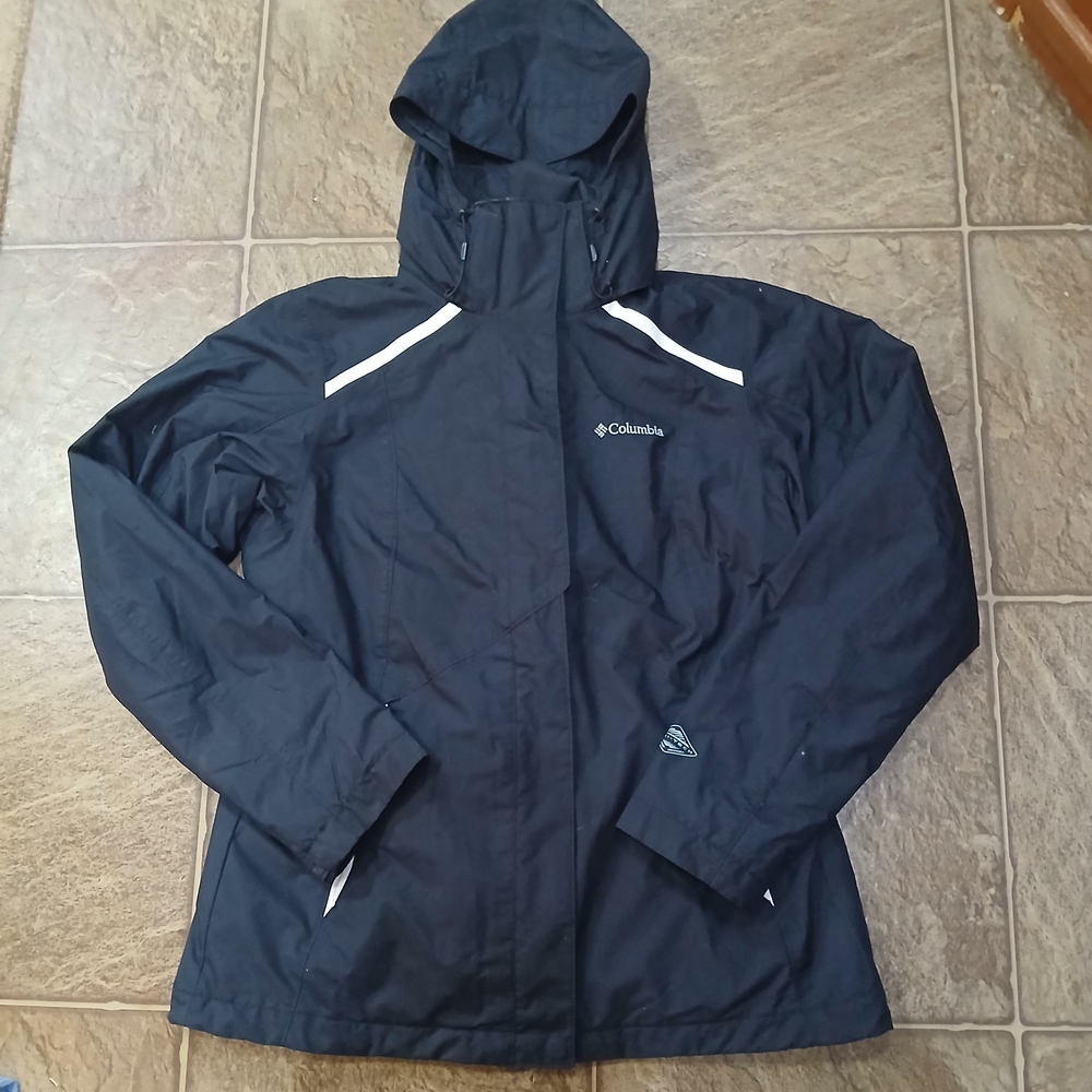 Columbia Women's Black 3 In One Interchange Omni Heat Hooded Coat Ski Outdoor